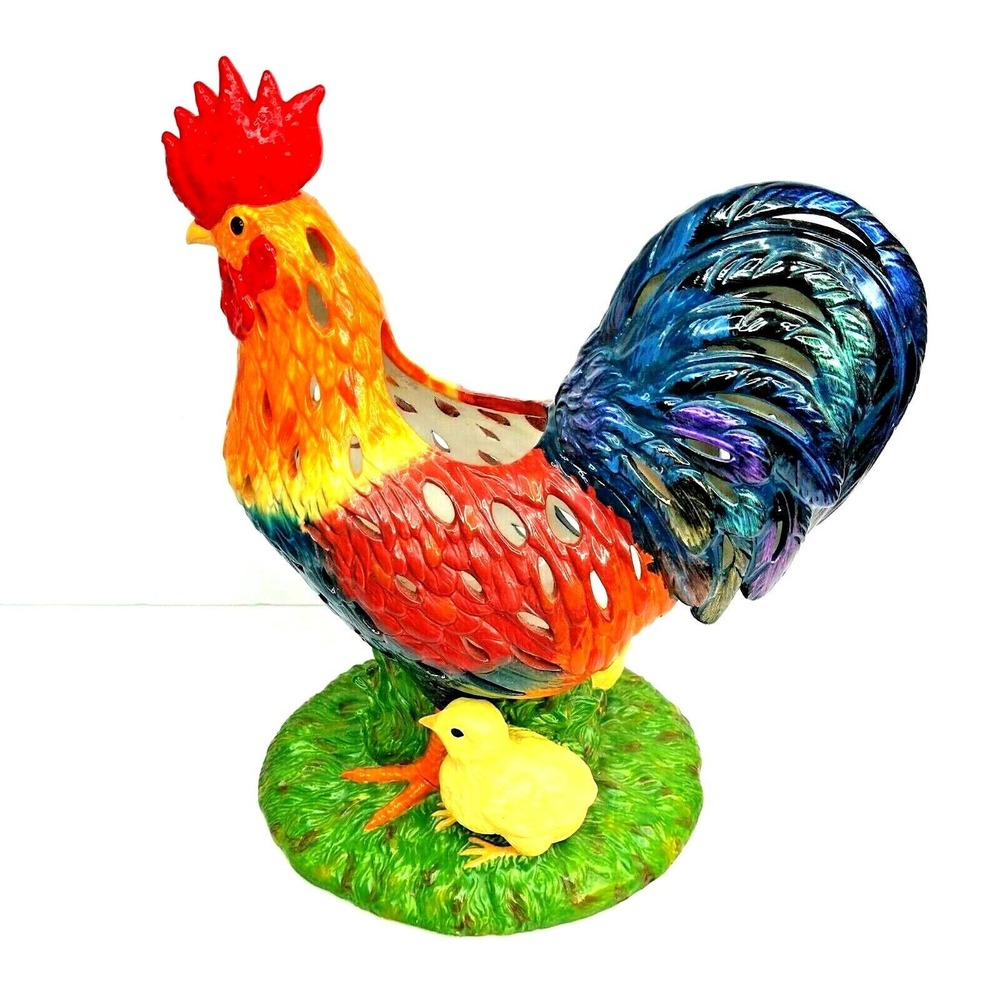 Partylite‎ Large Rooster & Chics Tea Light Holder Country Farmhouse Look NEW - Picture 7 of 7
